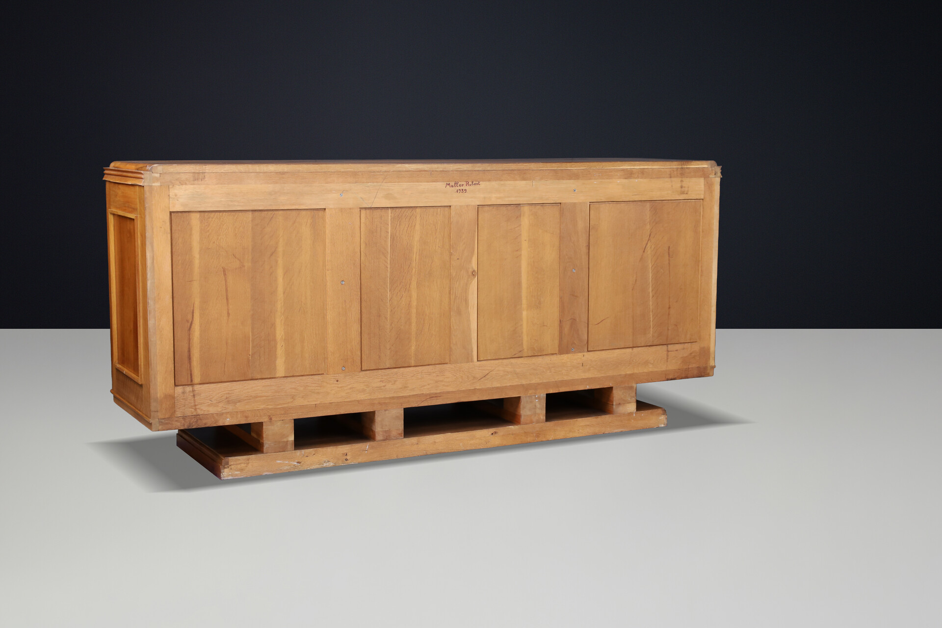 Signed 1939 French Art Deco Walnut Sideboard by Robert Muller Strasbourg France For S Early-20th century