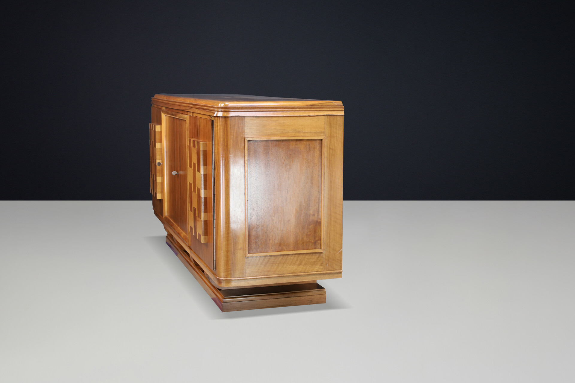 Signed 1939 French Art Deco Walnut Sideboard by Robert Muller Strasbourg France For S Early-20th century