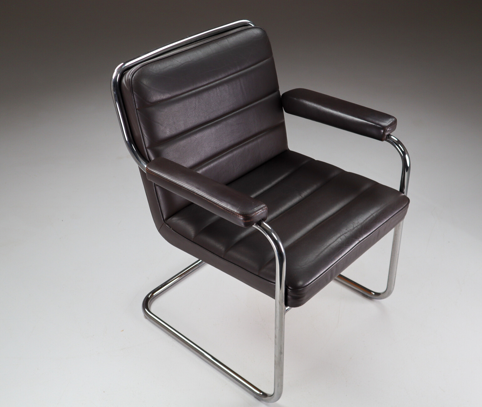 Six Leather and Chrome Thonet Dining Chairs Germany 1970s Late-20th century