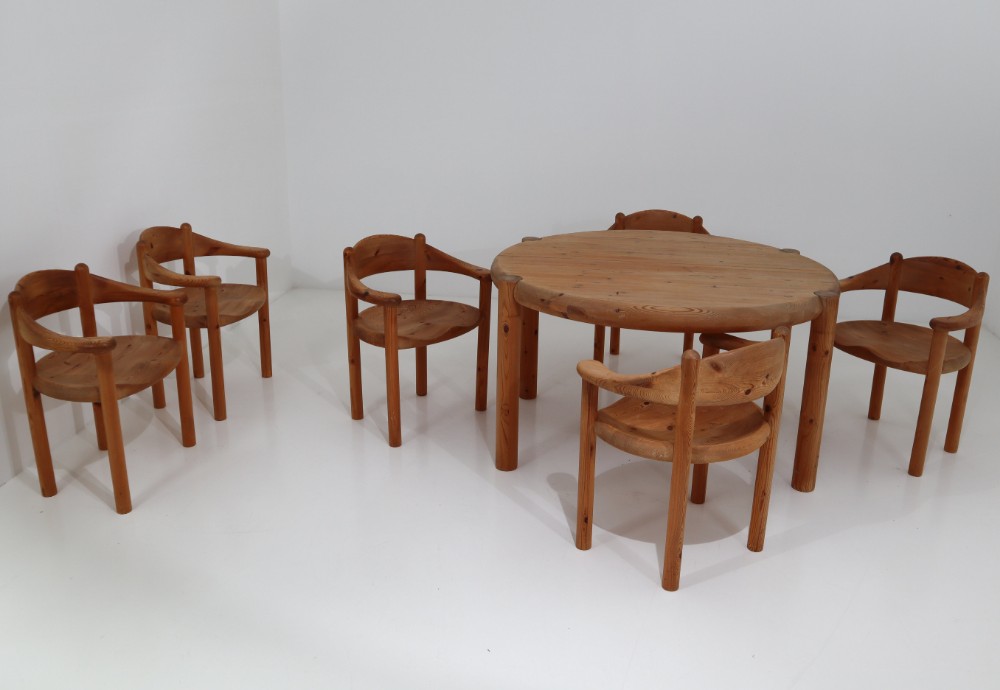 Six Midcentury Dining Room Chairs in Pinewood by Rainer Daumiller, 1970s