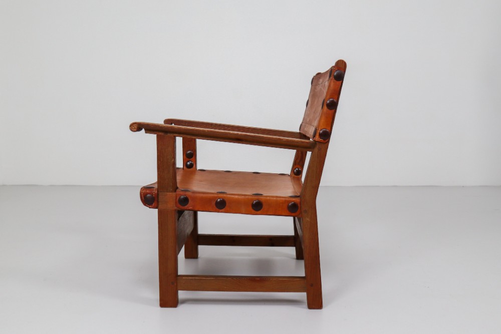 Six Midcentury French Lounge Chairs in Patinated Cognac Saddle Leather, 1950s