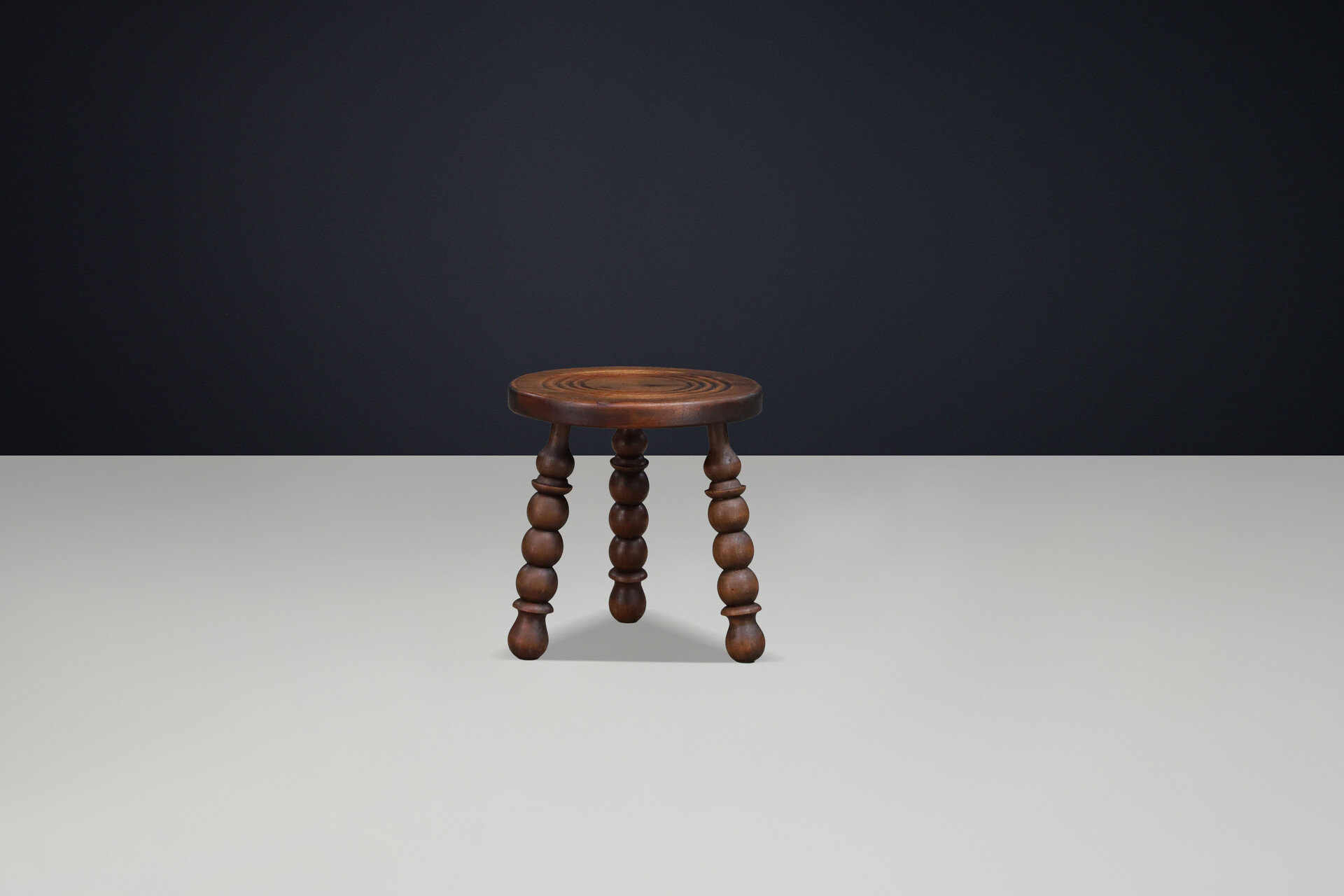 Solid Walnut Stool in the Manner of Charles Dudouyt, French Modern, France, 1940 Mid-20th century
