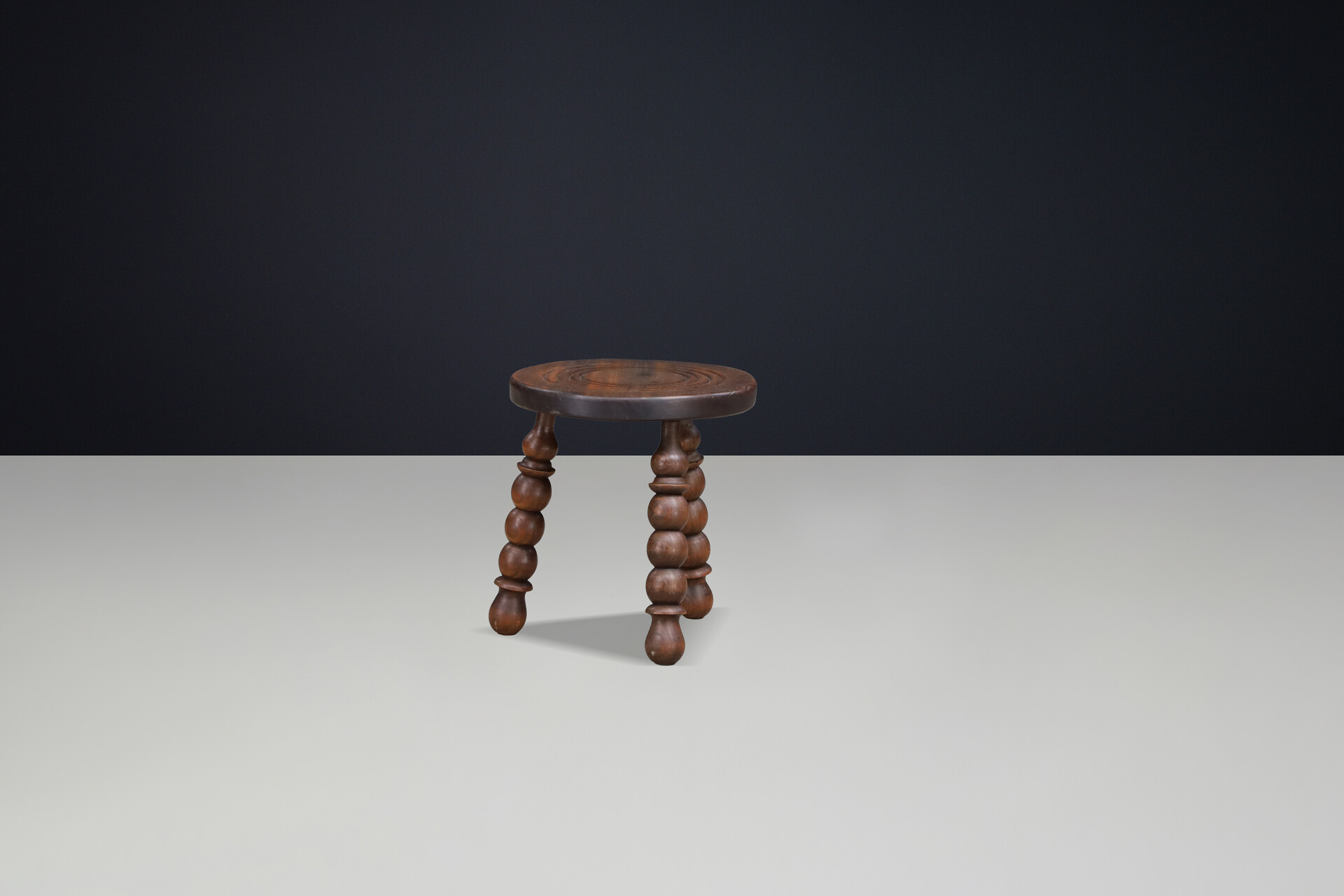 Solid Walnut Stool in the Manner of Charles Dudouyt, French Modern, France, 1940 Mid-20th century