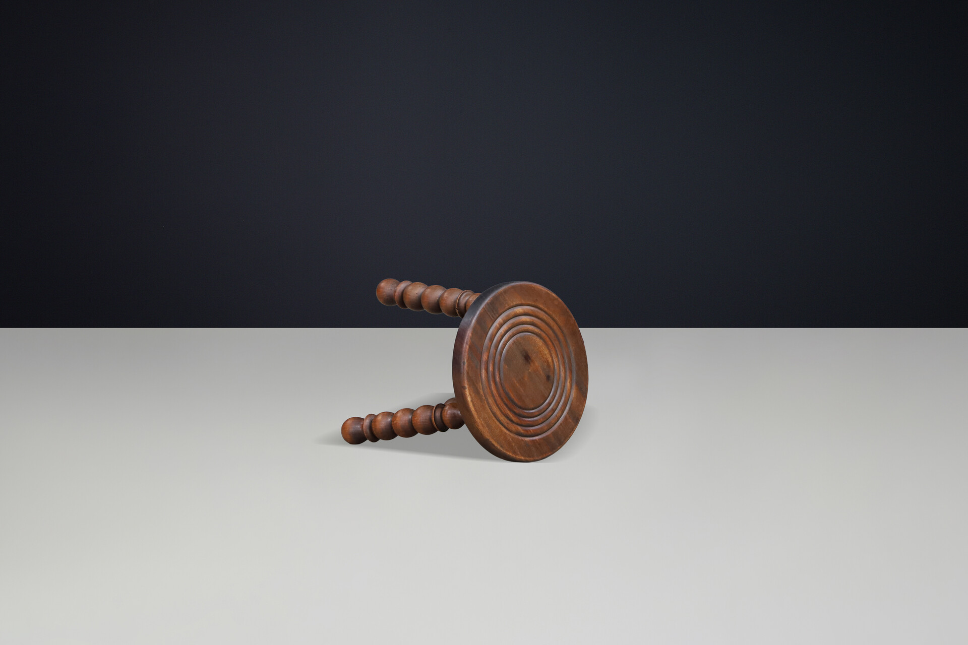 Solid Walnut Stool in the Manner of Charles Dudouyt, French Modern, France, 1940 Mid-20th century