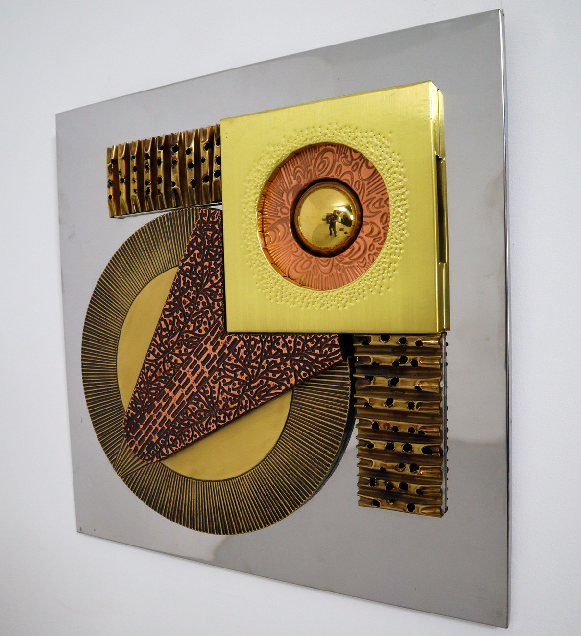 Square Paul Evans Style Brutalist Wall Sculpture Mid-20th century