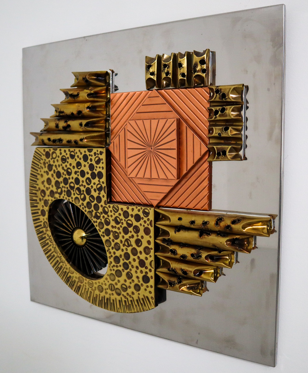 Square Paul Evans Style Brutalist Wall Sculpture Mid-20th century