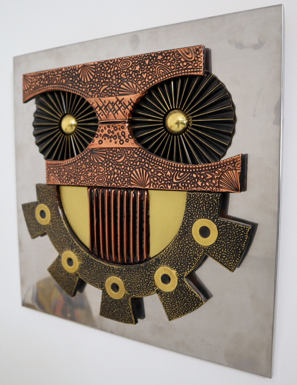 Square Paul Evans Style Brutalist Wall Sculpture Mid-20th century
