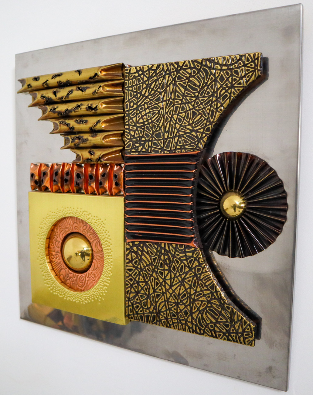 Square Paul Evans Style Brutalist Wall Sculpture Mid-20th century