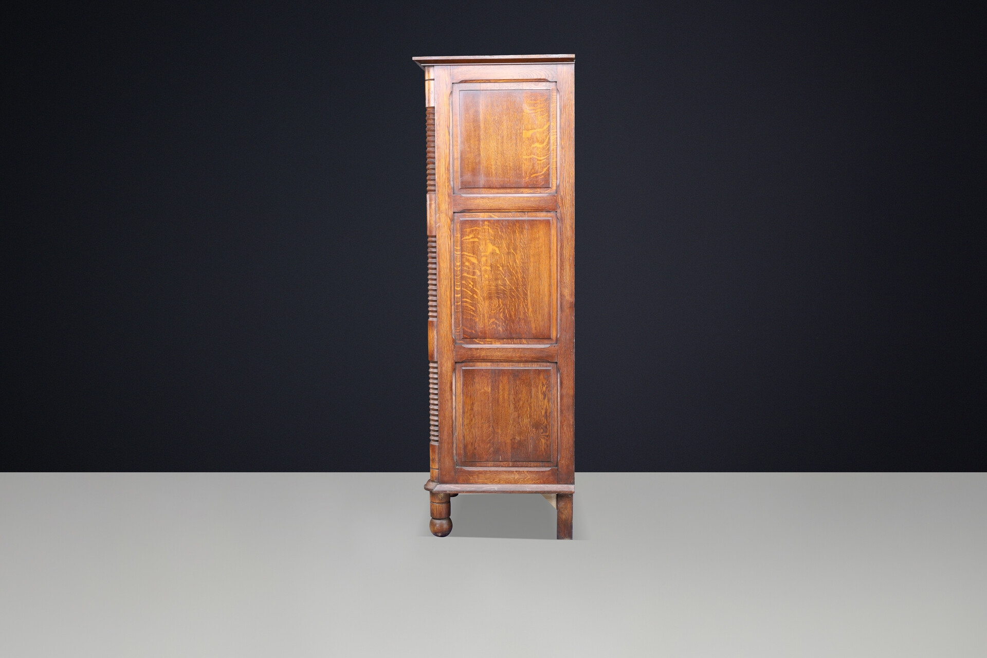 Tall French Solid Oak Cabinet in the Style of Charles Dudouyt, 1940s Mid-20th century