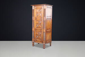 Tall French Solid Oak Cabinet in the Style of Charles Dudouyt, 1940s Mid-20th century