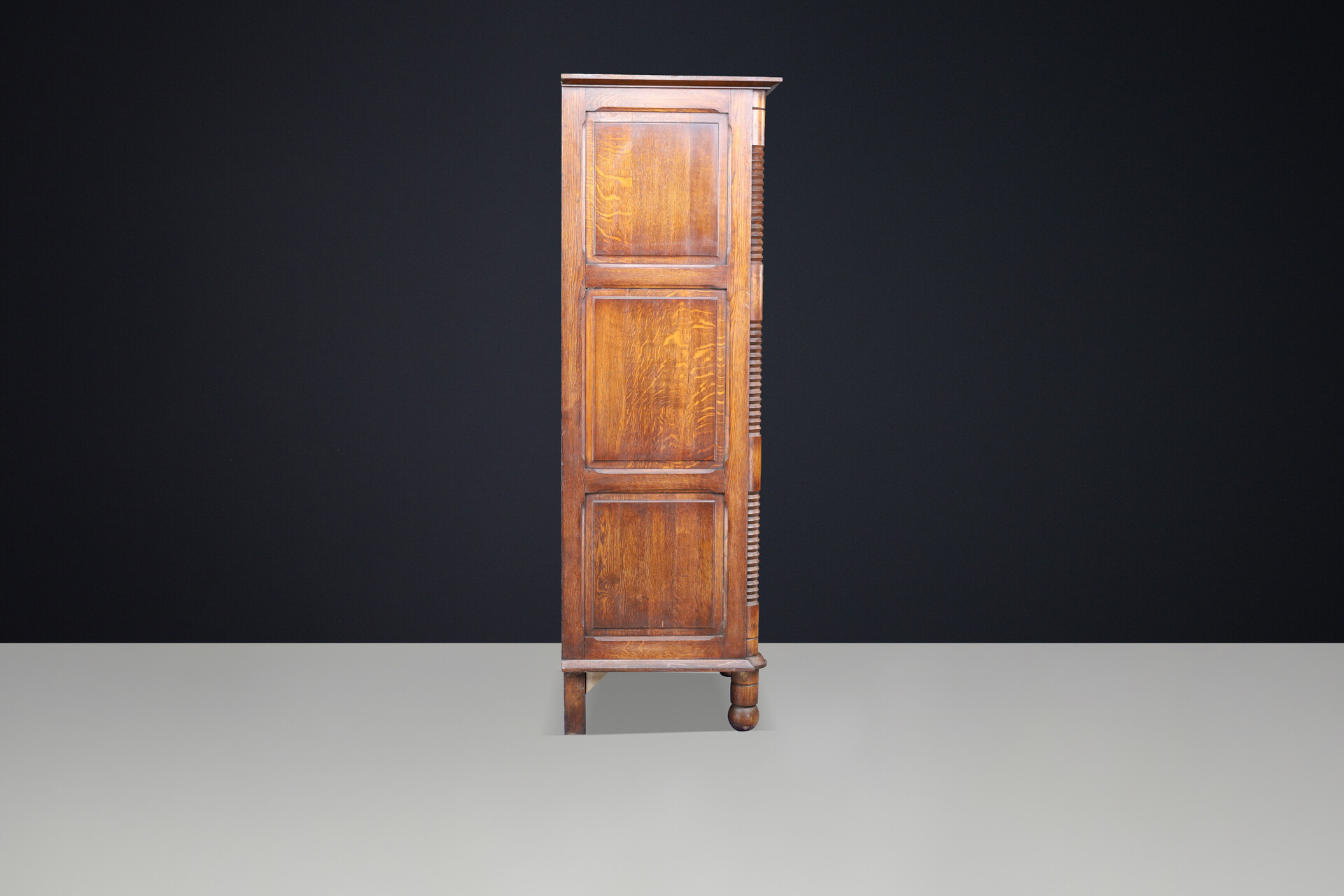 Tall French Solid Oak Cabinet in the Style of Charles Dudouyt, 1940s Mid-20th century