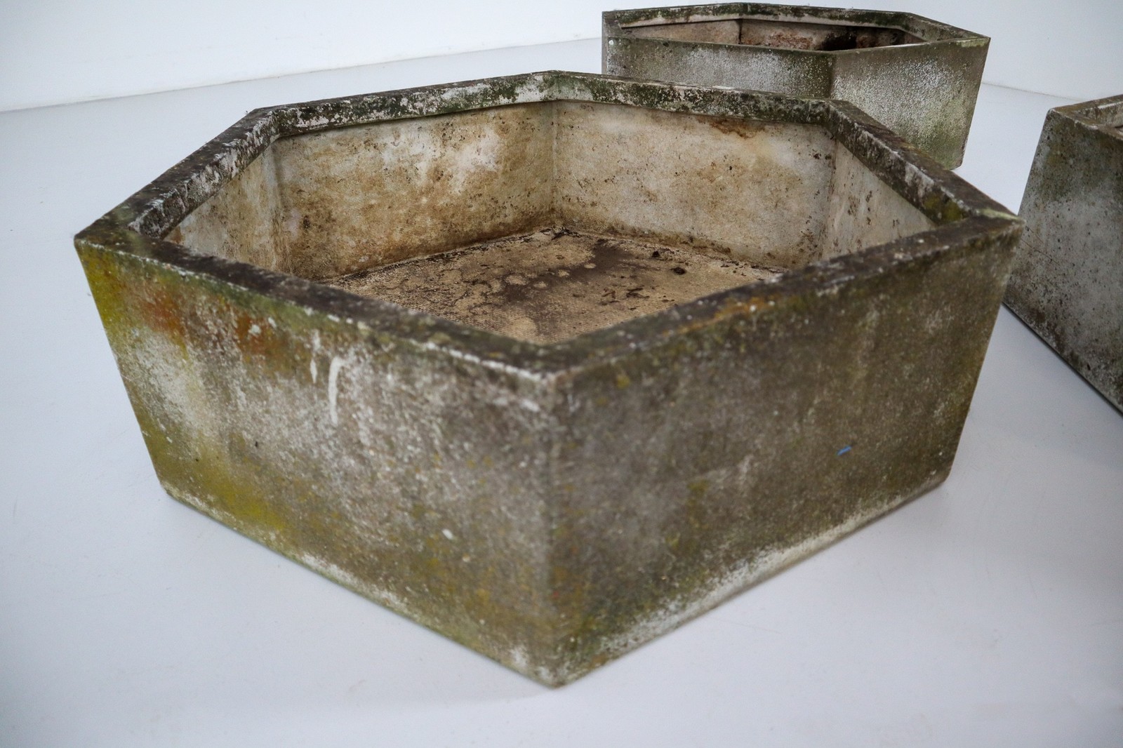 Three Large Hexagon Shaped Planters by Swiss Architect Willy Guhl