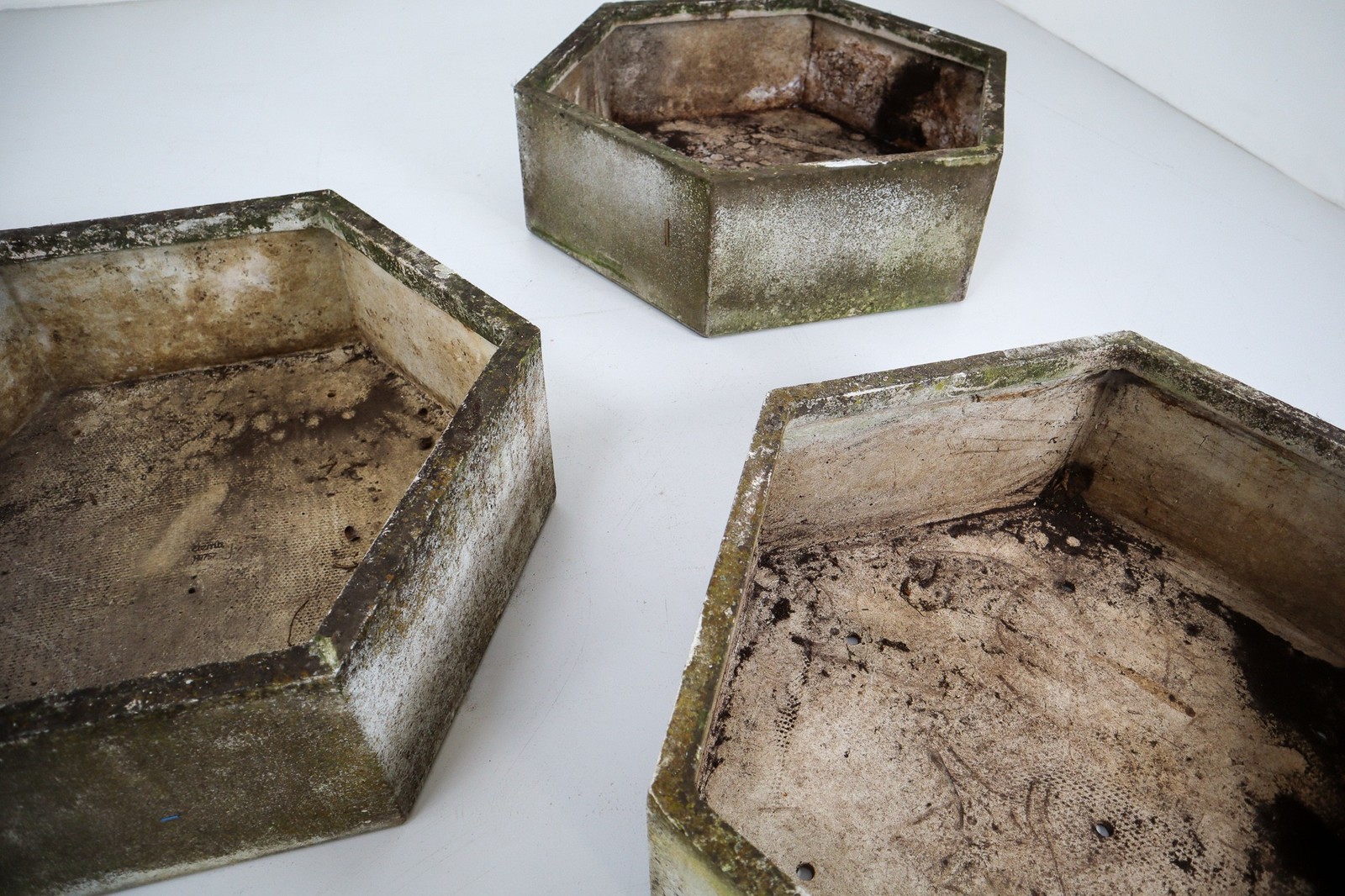 Three Large Hexagon Shaped Planters by Swiss Architect Willy Guhl