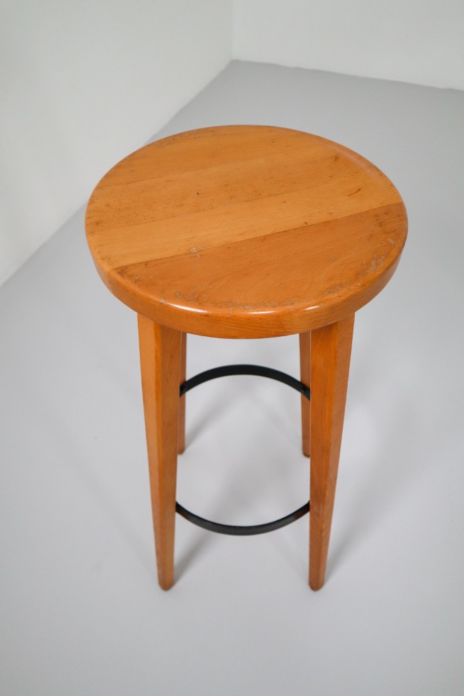 Three Scandinavian Mid-Century Modern Bar Stools in Blond Beech