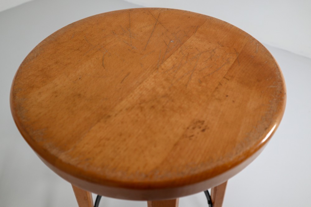 Three Scandinavian Mid-Century Modern Bar Stools in Blond Beech