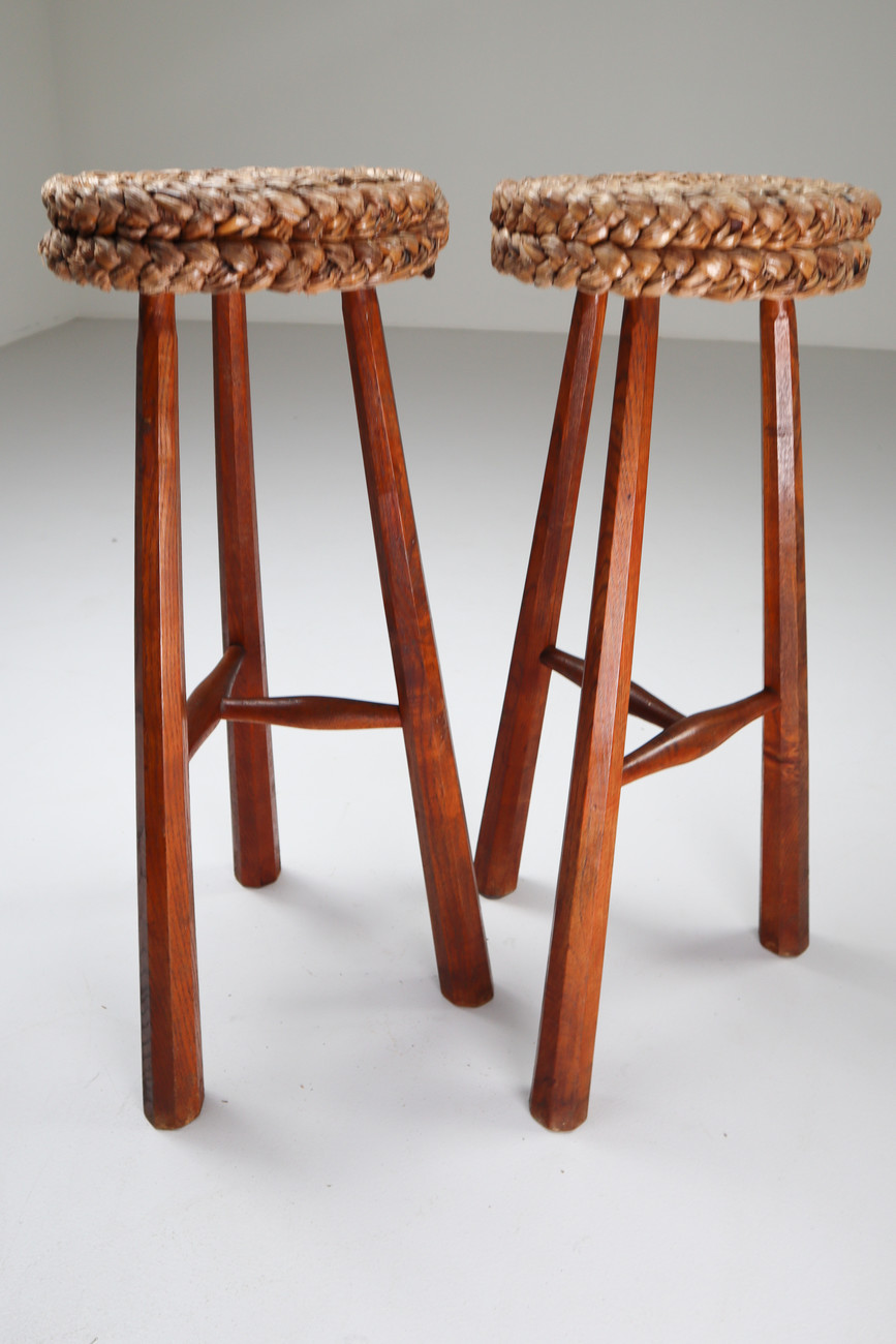 Two Bar Stools by Adrien Audoux & Frida Minet, France 1950s Mid-20th century