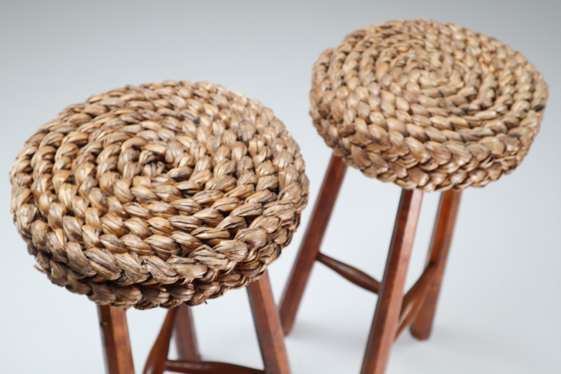 Two Bar Stools by Adrien Audoux & Frida Minet, France 1950s Mid-20th century
