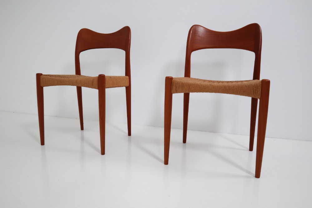 Two Chairs and Table by Niels O. Møller. Produced by J.L Møllers Møbelfabrik