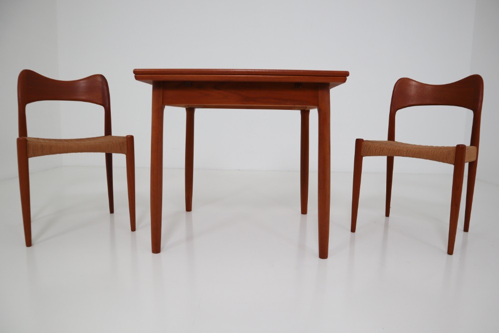 Two Chairs and Table by Niels O. Møller. Produced by J.L Møllers Møbelfabrik