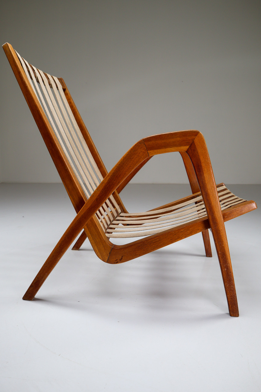 Two Highback Armchairs in Oak, Czech Republic Mid-20th century
