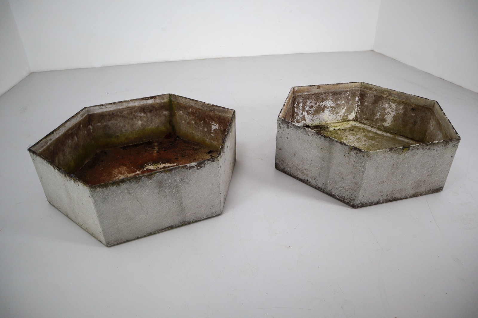 Two Large Hexagon Shaped Planters by Swiss Architect Willy Guhl