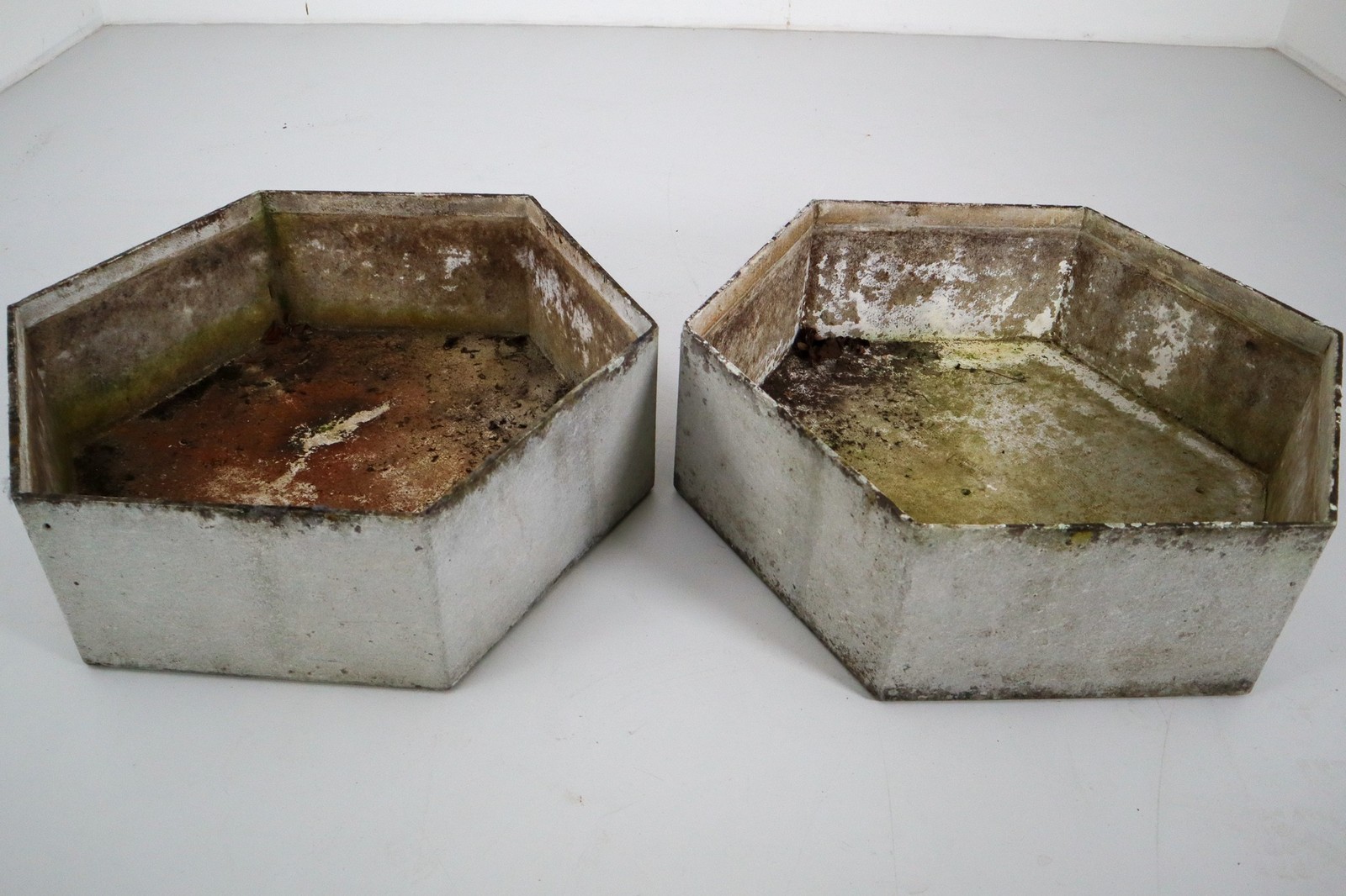 Two Large Hexagon Shaped Planters by Swiss Architect Willy Guhl