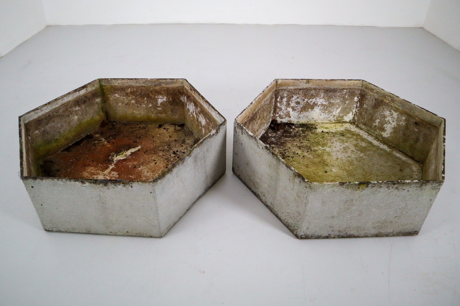 Two Large Hexagon Shaped Planters by Swiss Architect Willy Guhl