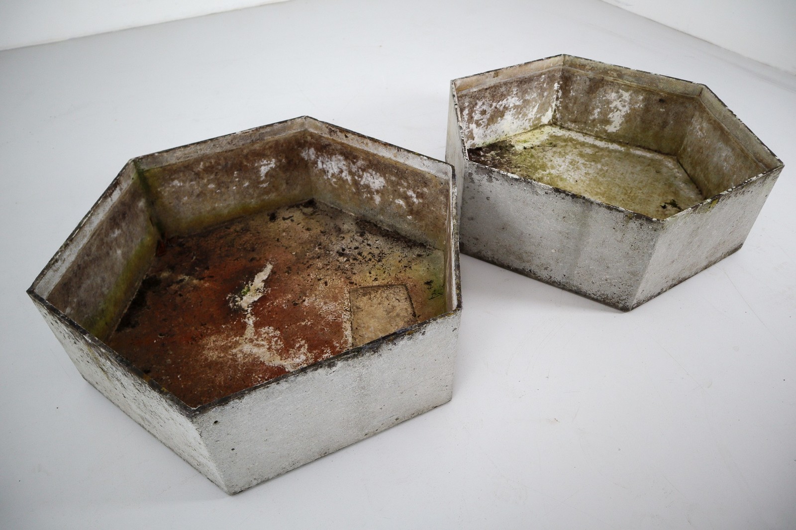 Two Large Hexagon Shaped Planters by Swiss Architect Willy Guhl