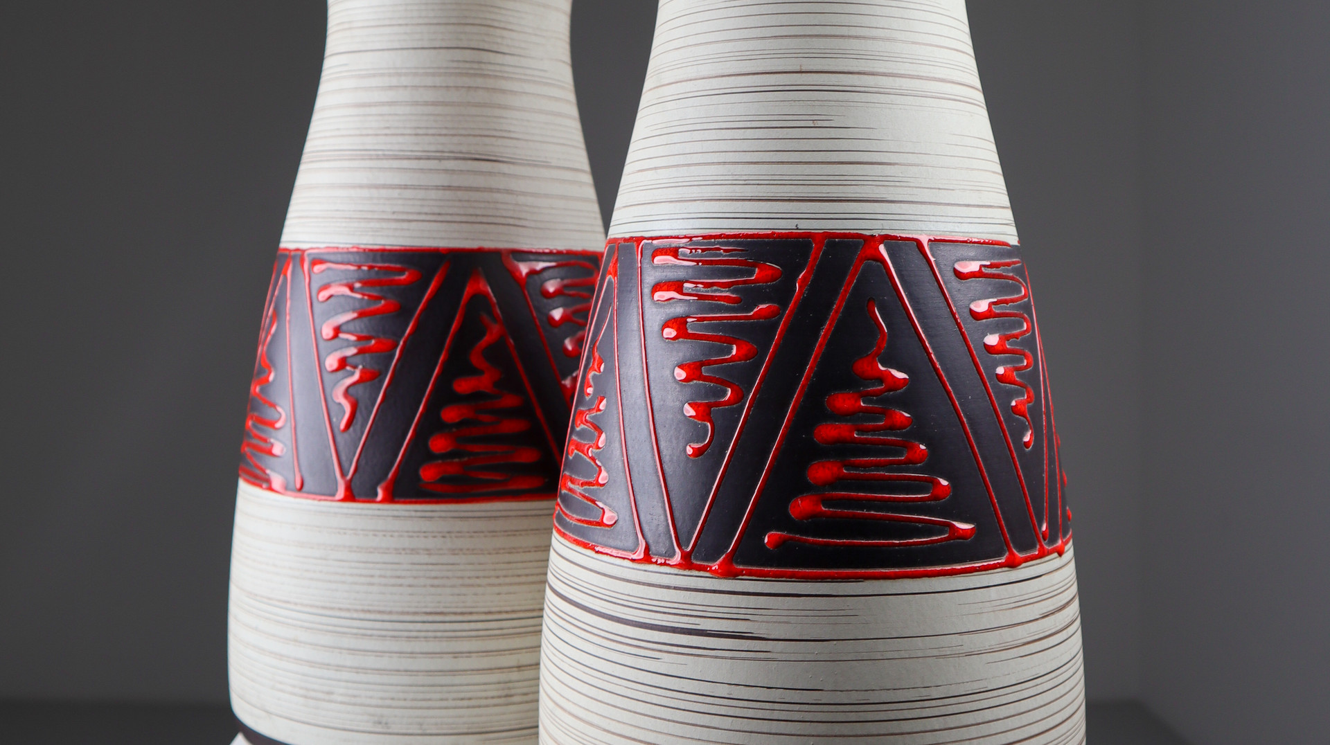 Two Large Modern Austrian Ceramic Vases or Vessels 1960s Mid-20th century