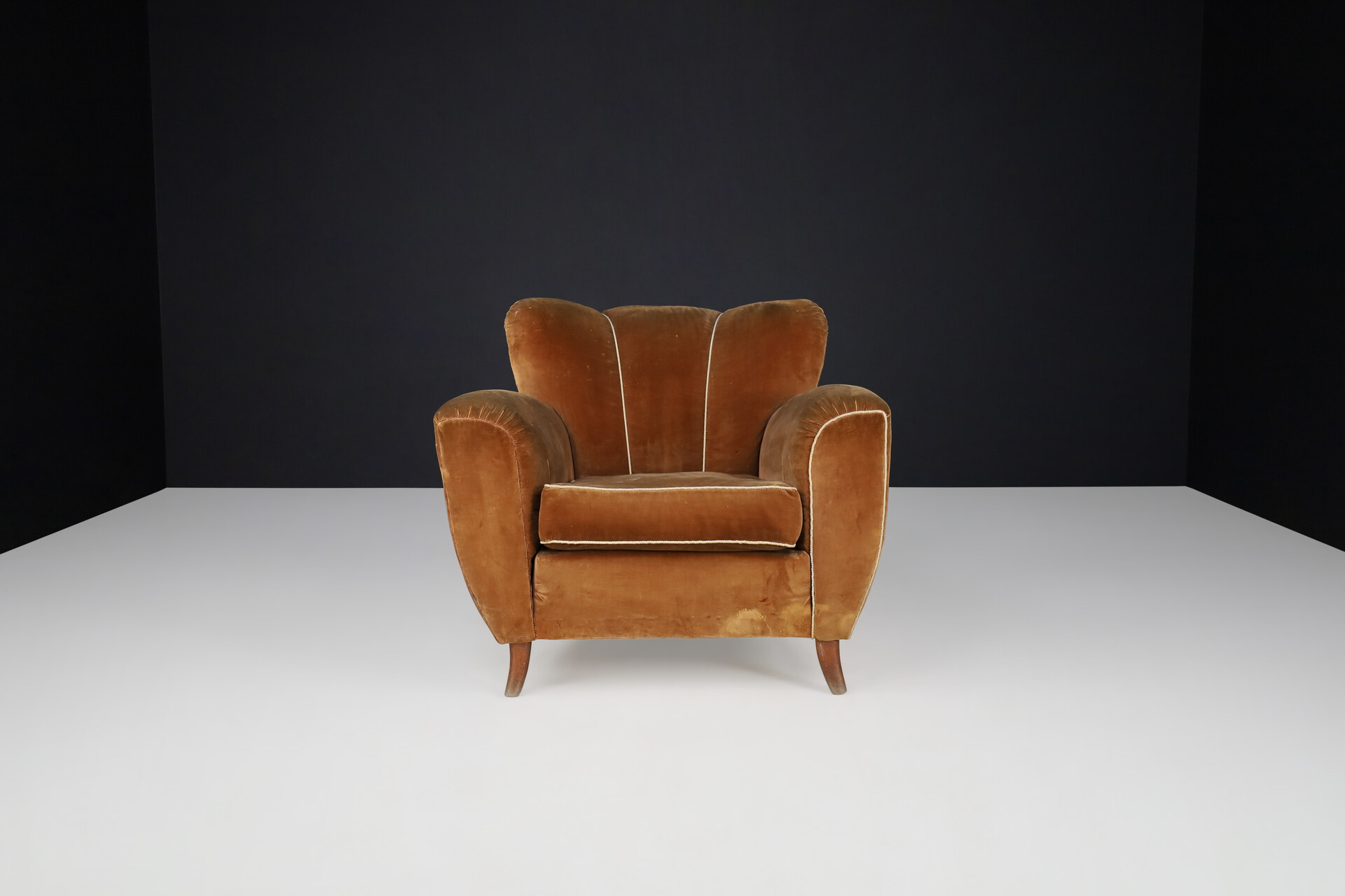 Uglielmo Ulrich Art Deco Lounge Chairs in Original Velvet, Italy 1930s Early-20th century