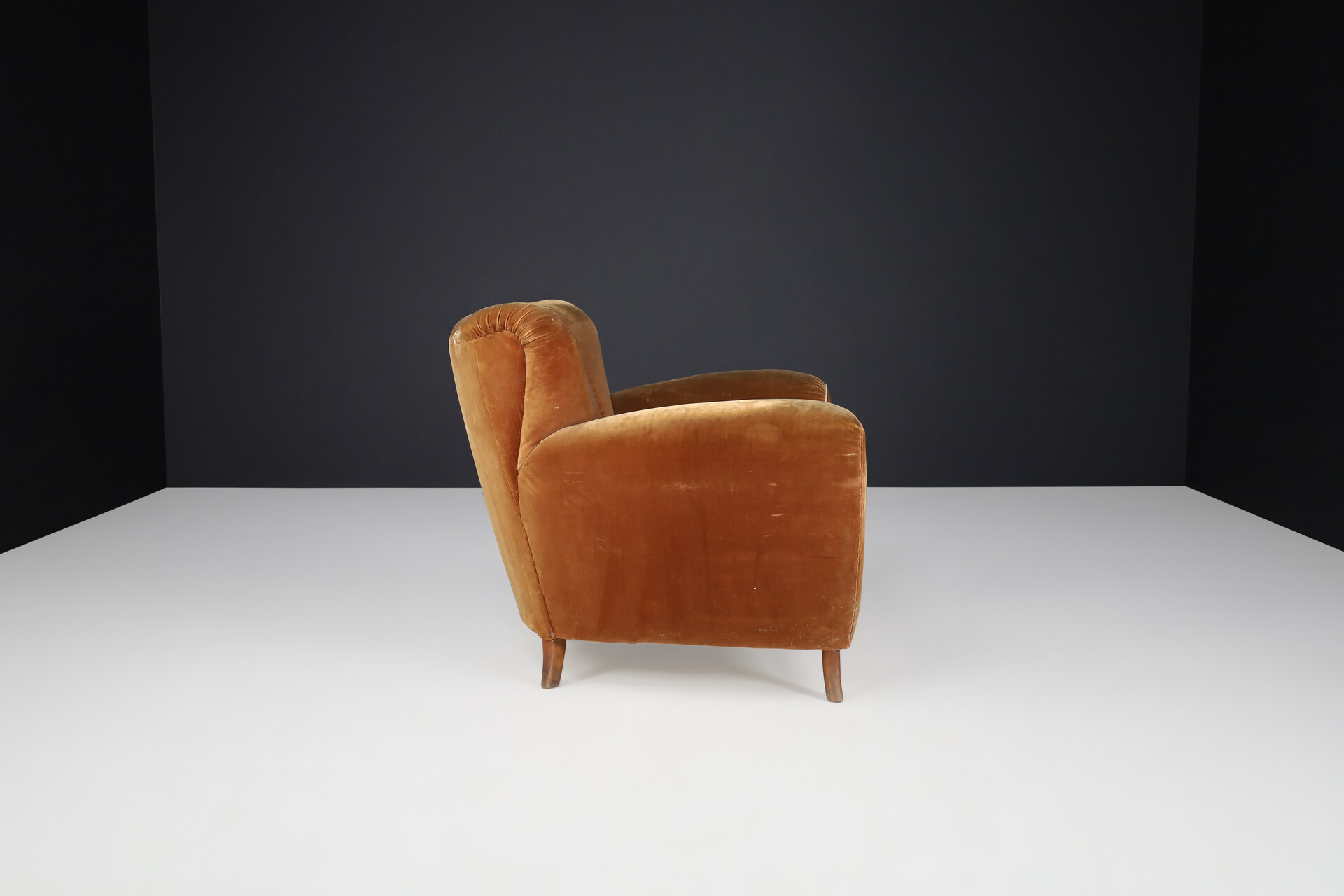 Uglielmo Ulrich Art Deco Lounge Chairs in Original Velvet, Italy 1930s Early-20th century