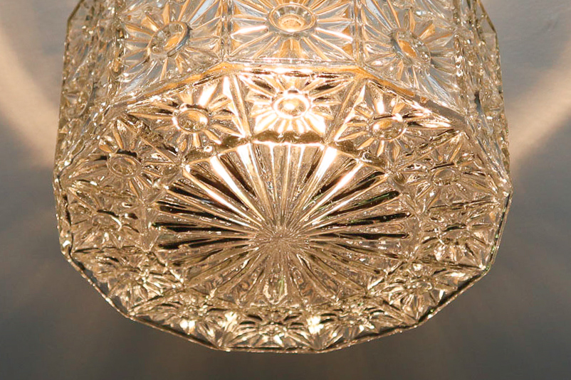 Vintage Art glass Vintage Wall/ceiling Lights with Clear Structured Glass and Metal, France 1970s Late-20th century