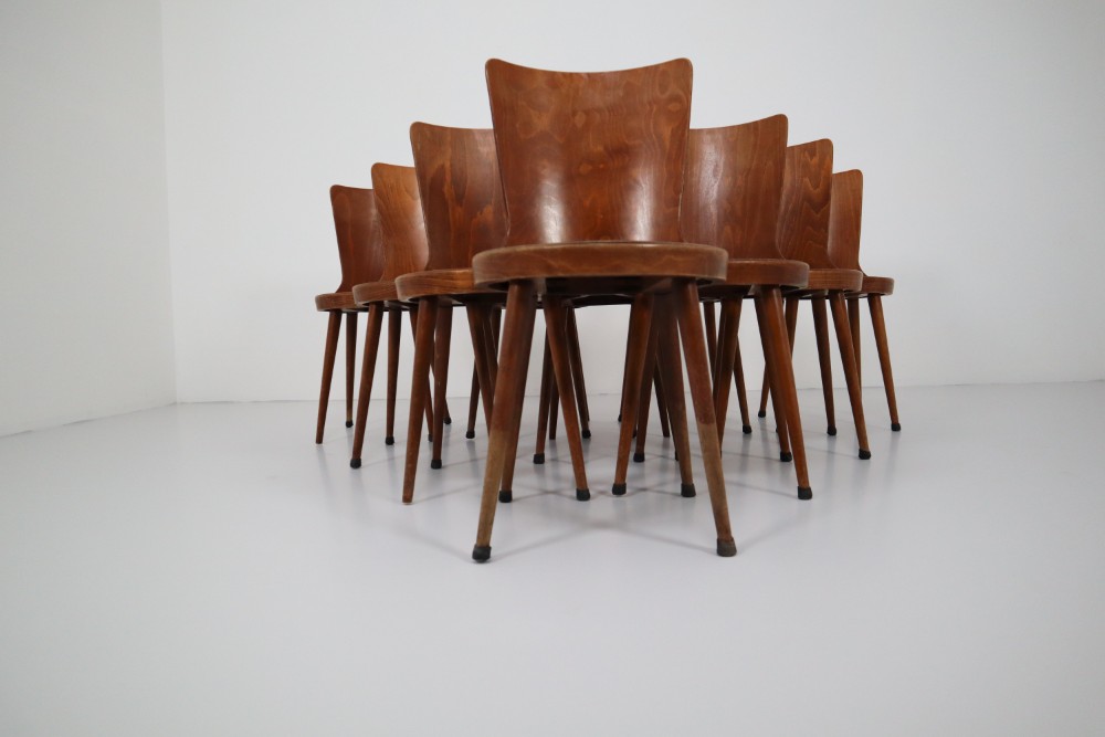 Vintage Beech,Plywood Chairs, Midcentury French Design by Baumann, 1960s Mid-20th century
