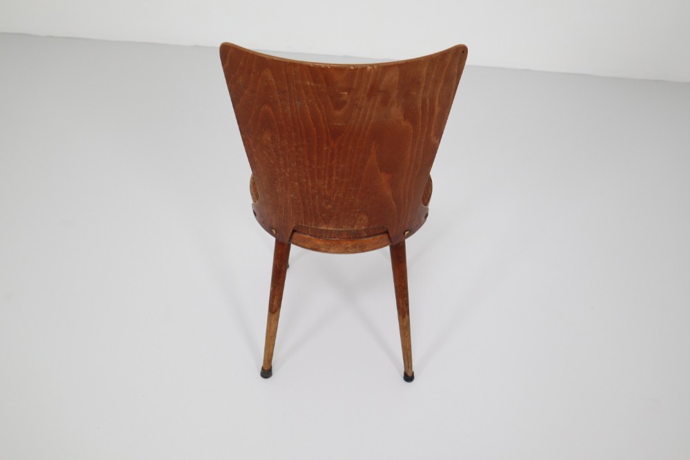 Vintage Beech,Plywood Chairs, Midcentury French Design by Baumann, 1960s Mid-20th century