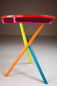 Vintage Colorfull wooden garden / patio table, France 1950s Mid-20th century