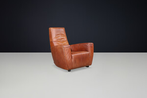 Vintage Gerard van den Berg Leather Lounge Chair, The Netherlands, 1970s Late-20th century