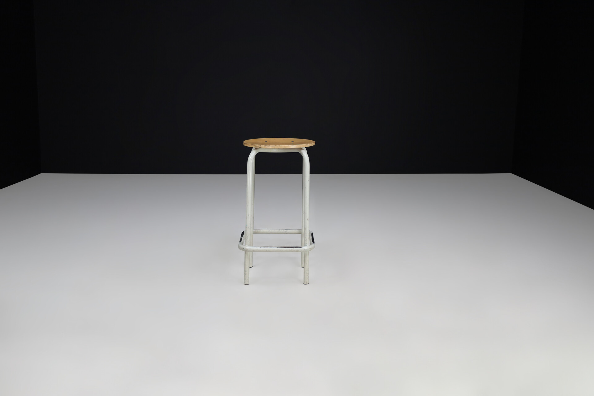 Vintage Lacquered metal and ply wood stools. The Netherlands 1980s Late-20th century