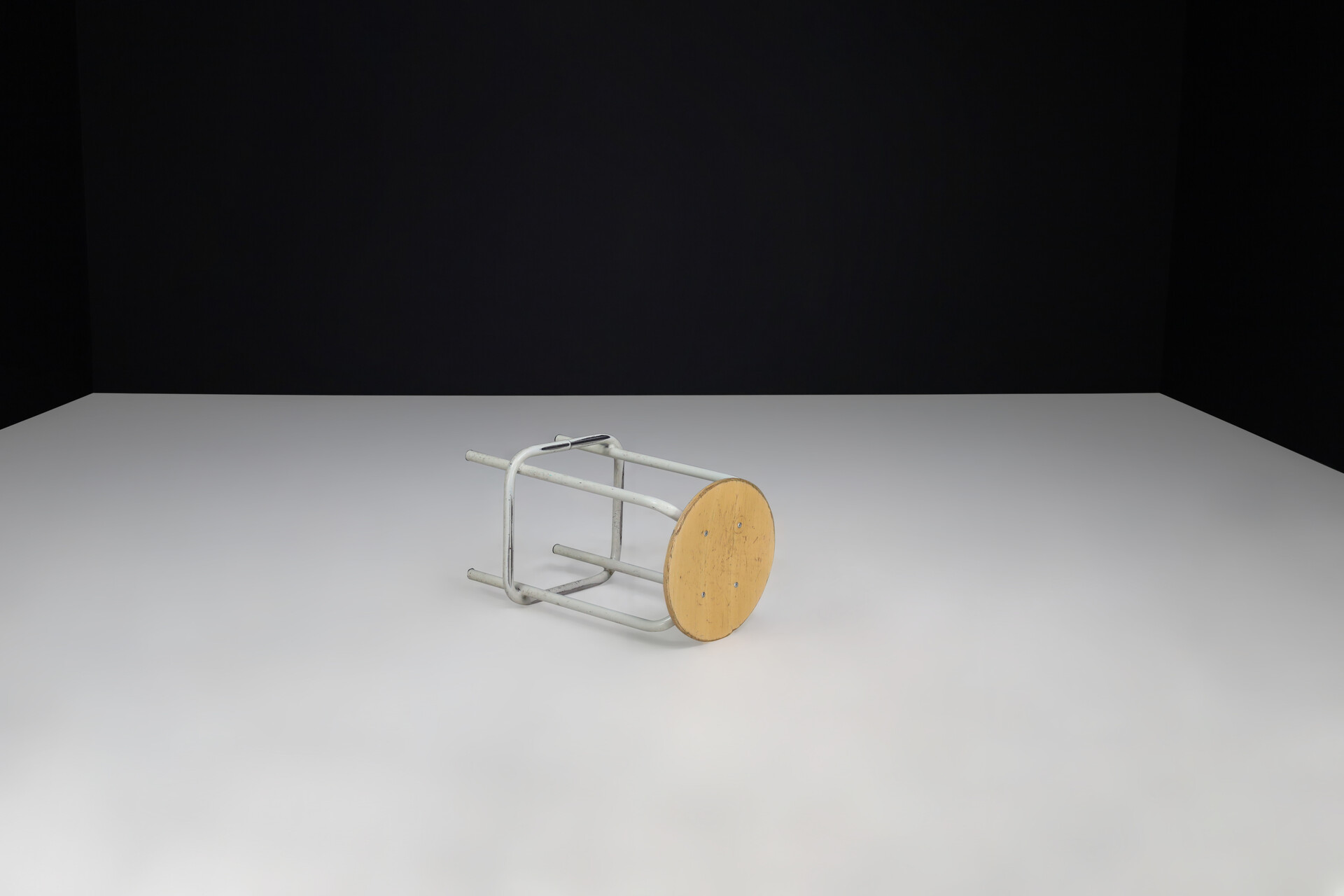 Vintage Lacquered metal and ply wood stools. The Netherlands 1980s Late-20th century