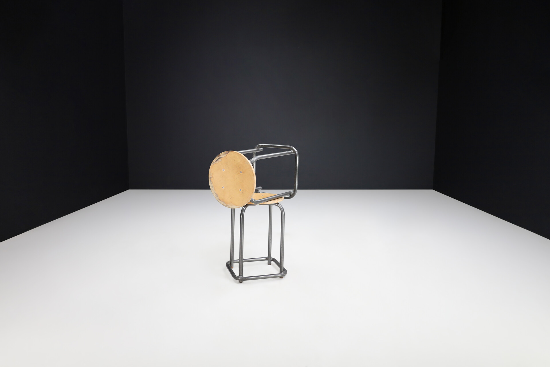 Vintage Metal and plywood stools, the Netherlands 1970s Late-20th century