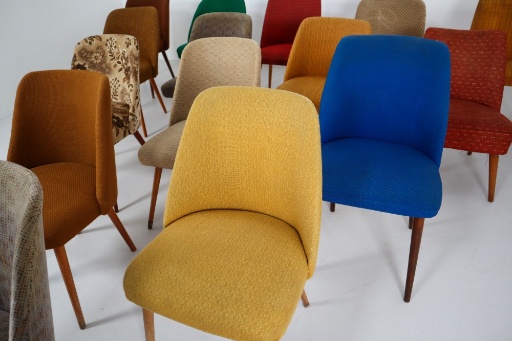 Vintage Multi colour Fabric cocktail chairs Germany 1960s Mid-20th century