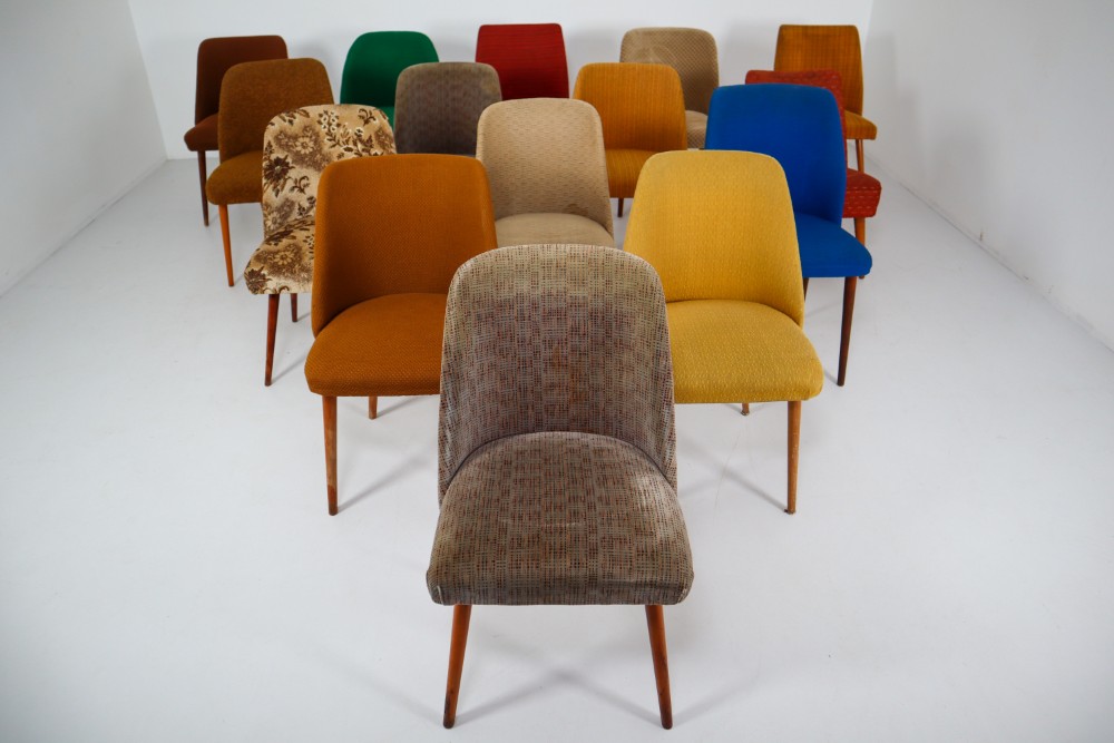 Vintage Multi colour Fabric cocktail chairs Germany 1960s Mid-20th century