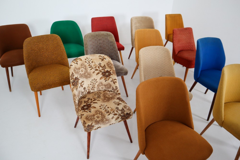 Vintage Multi colour Fabric cocktail chairs Germany 1960s Mid-20th century