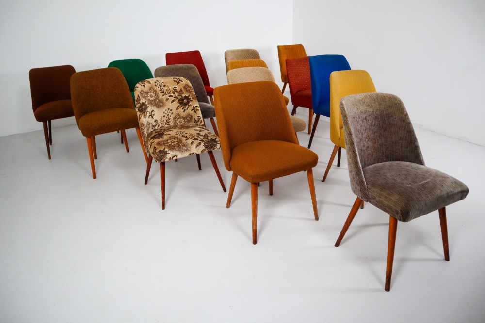 Vintage Multi colour Fabric cocktail chairs Germany 1960s Mid-20th century