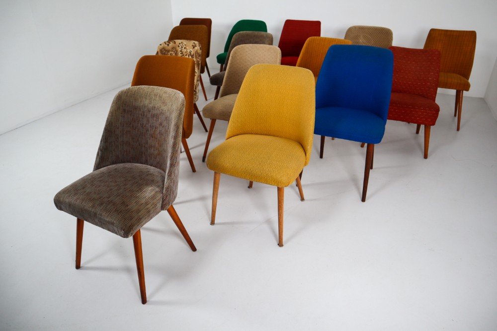 Vintage Multi colour Fabric cocktail chairs Germany 1960s Mid-20th century