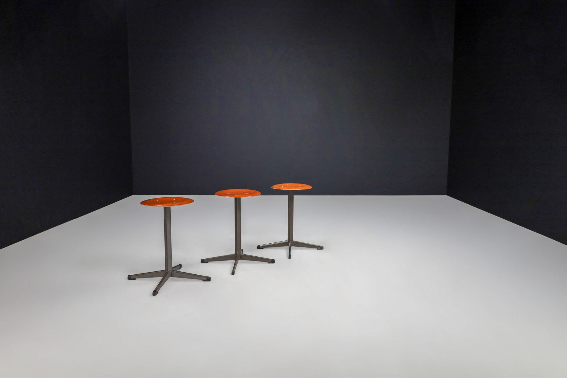 Vintage Plywood en metal stools, The Netherlands 1970s Late-20th century