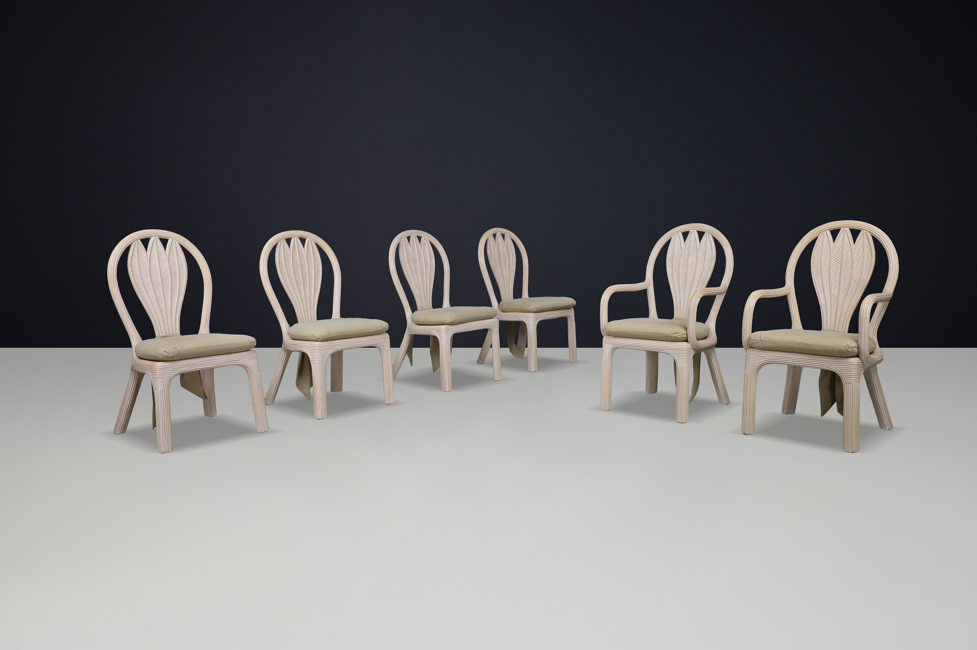 Vintage Vivai Del Sud Dining room chairs, Italy 1980 Late-20th century