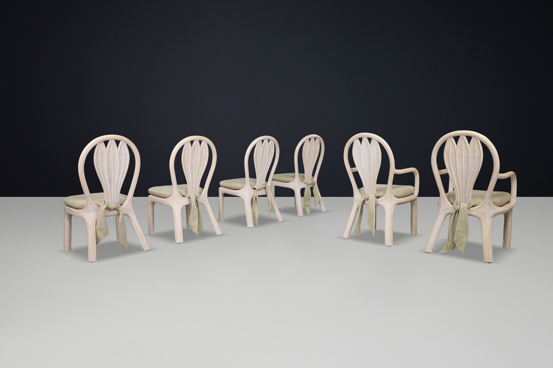 Vintage Vivai Del Sud Dining room chairs, Italy 1980 Late-20th century