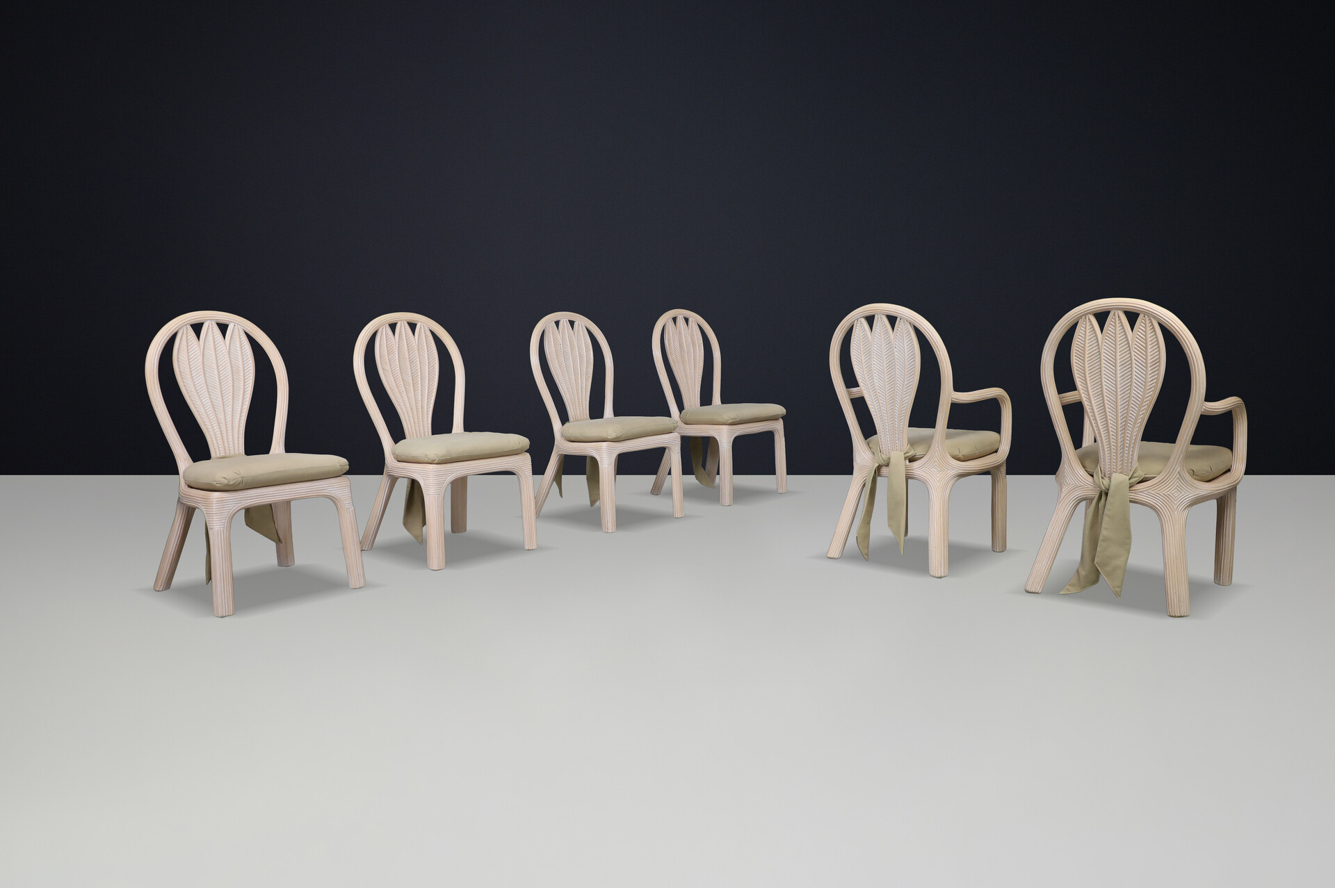 Vintage Vivai Del Sud Dining room chairs, Italy 1980 Late-20th century