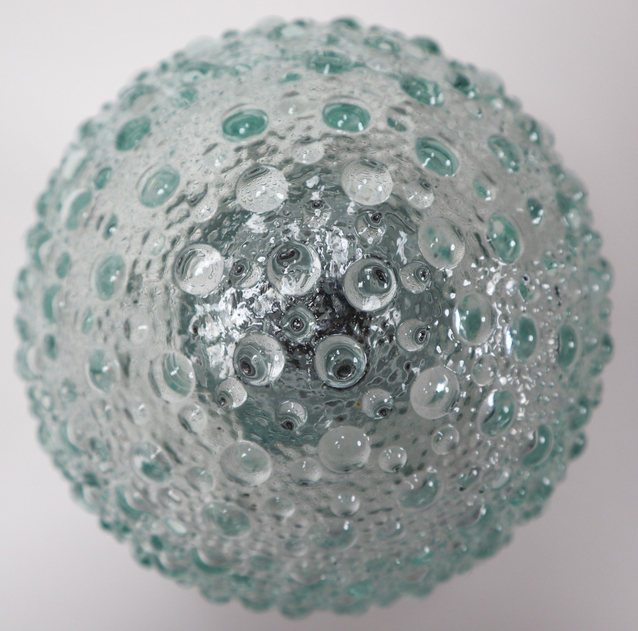  Vintage Wall/ceiling Lights with Clear Bubble Glass and Porcelain Base Mid-20th century