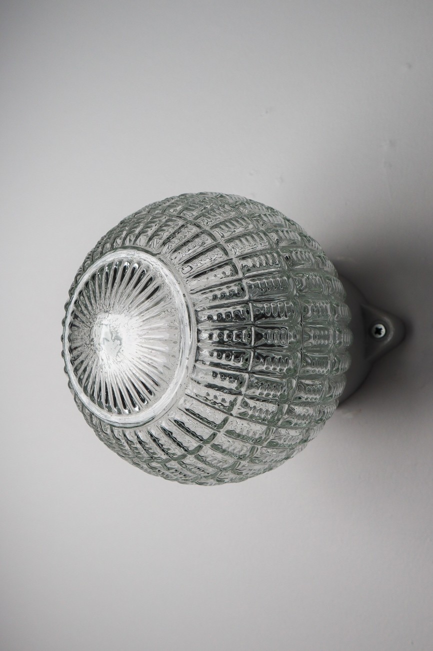  Vintage Wall/ceiling Lights with Clear Structured Glass and Porcelain Base 